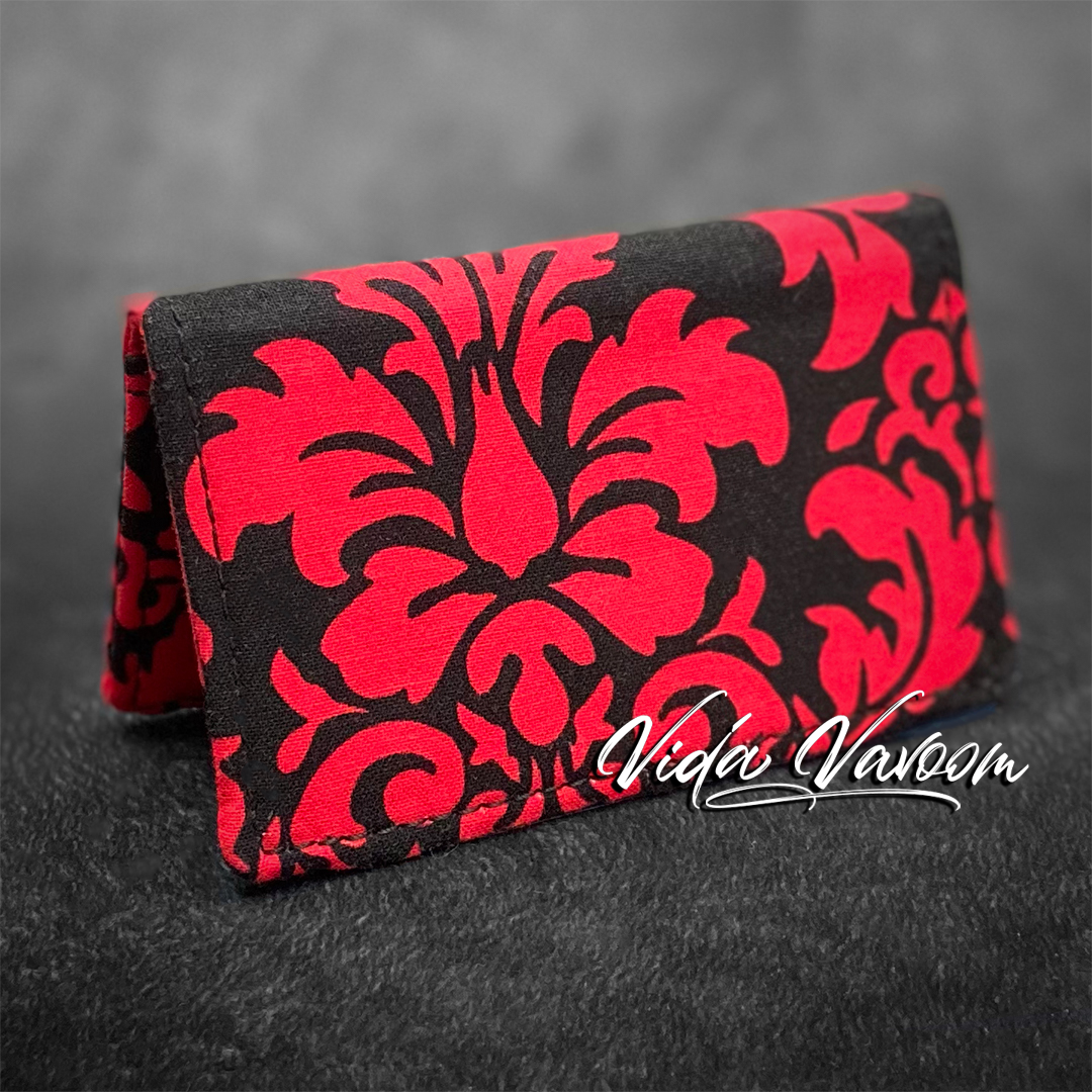Red damask credit card wallet