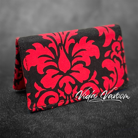 Red damask credit card wallet