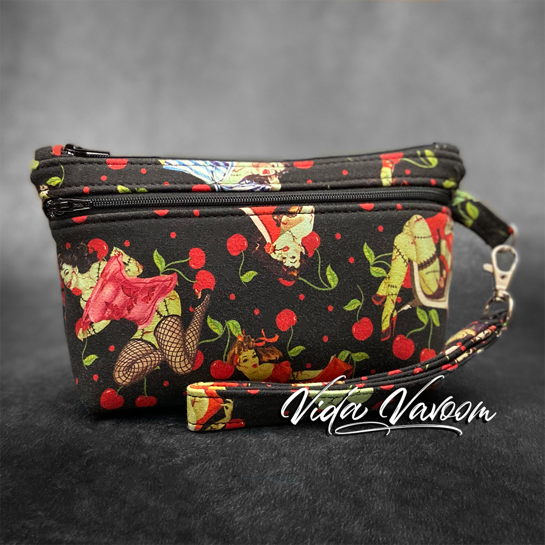 retro zombie pinup wristlet